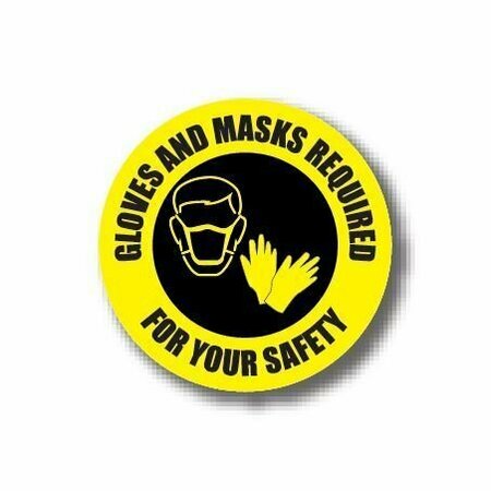 ERGOMAT 32in CIRCLE SIGNS Gloves And Mask Required For Your Safety DSV-SIGN 1024 #6317 -UEN